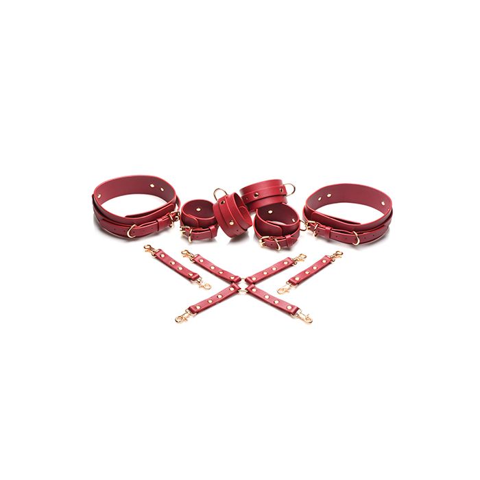 Crimson Captive Thigh, Wrist, Ankle Hog Tie Restraints