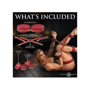 Crimson Captive Thigh, Wrist, Ankle Hog Tie Restraints