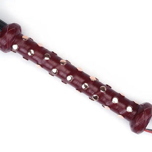Cow Leather Heavy Flogger with Studded Handle