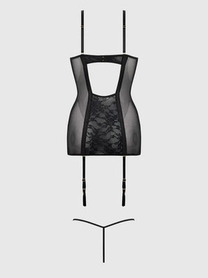 Gia Open Cup Lace Chemise & G-String - Queen