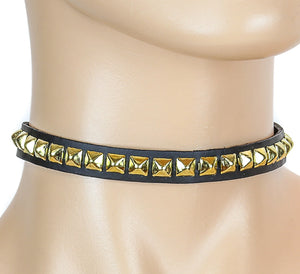 Mini Pyramid Skinny Choker Leather