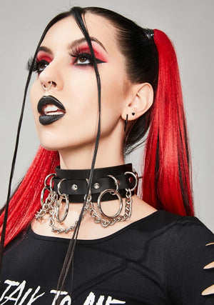 Wide Chain Ring Bondage Choker