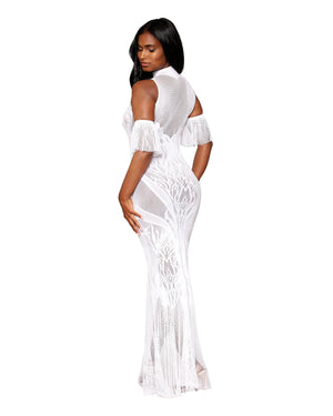 Seamless Geometric Fence Net Bodystocking Gown
