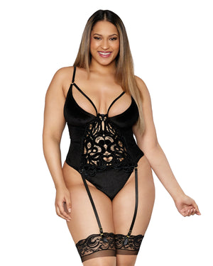 Velvet Embroidered Bodice and Panty Set