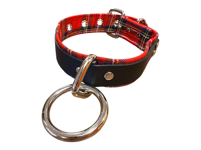 Plaid leather bondage choker