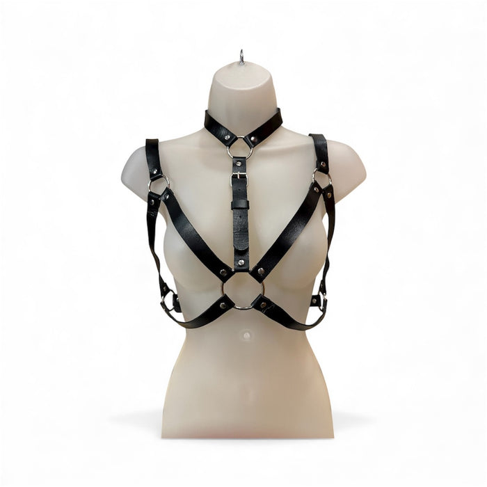 Adjustable Leather Collar Harness