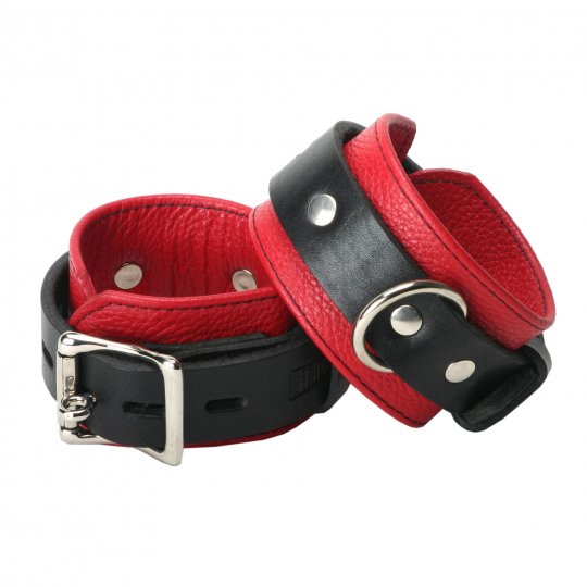 Deluxe Black and Red Locking Ankle Cuffs