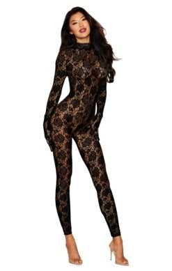 Rose Knitted Fishnet Catsuit