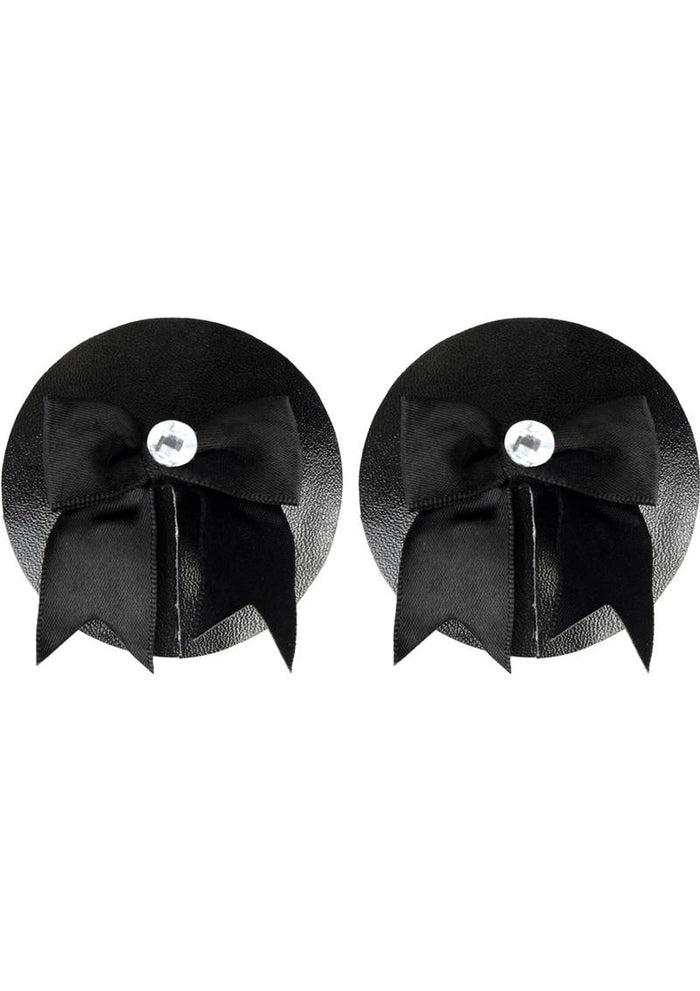 Black Patent Leather Pasties with Satin Bow