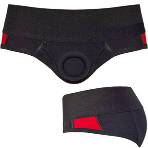 2.0 Stripe Brief+ Black & Red Dildo Harnesses RodeoH 