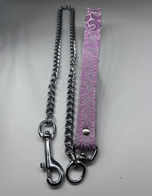 Metal Chain Leash with Brocade Fabric Loop
