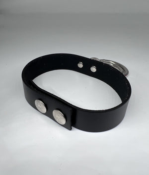 Black Leather Double Ring Collar