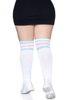 Leg Avenue Over The Knee Athletic Socks - Pink/Blue