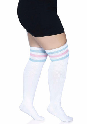 Leg Avenue Over The Knee Athletic Socks - Pink/Blue