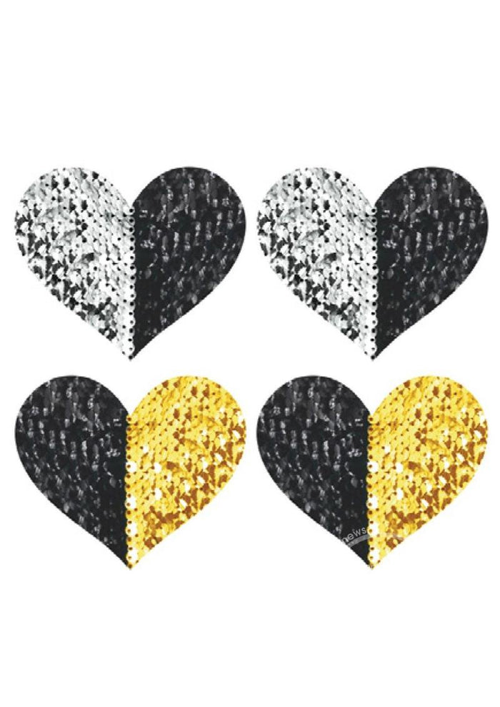 Peekaboo Reversible Sequin Heart in Black and Gold