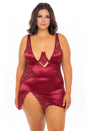 Allegra Satin and Lace Babydoll