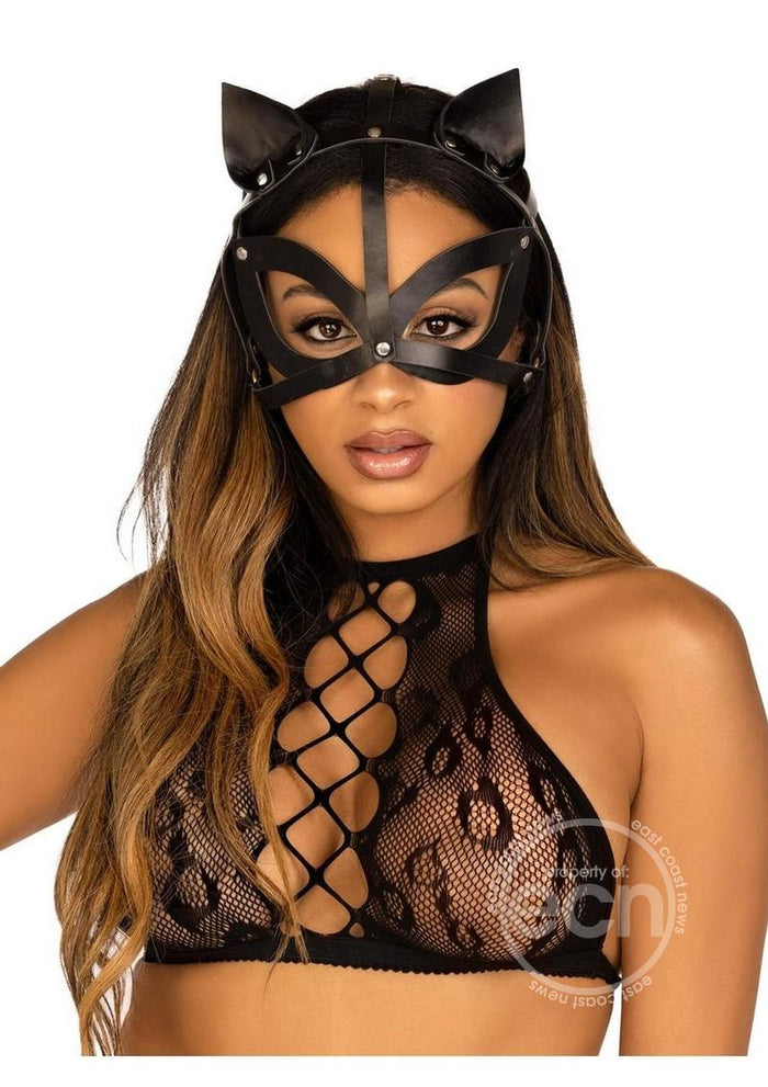 Leg Avenue Vegan Leather Studded Cat Mask