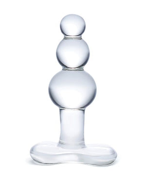 Glas 4" Beaded Glass Butt Plug w/Tapered Base