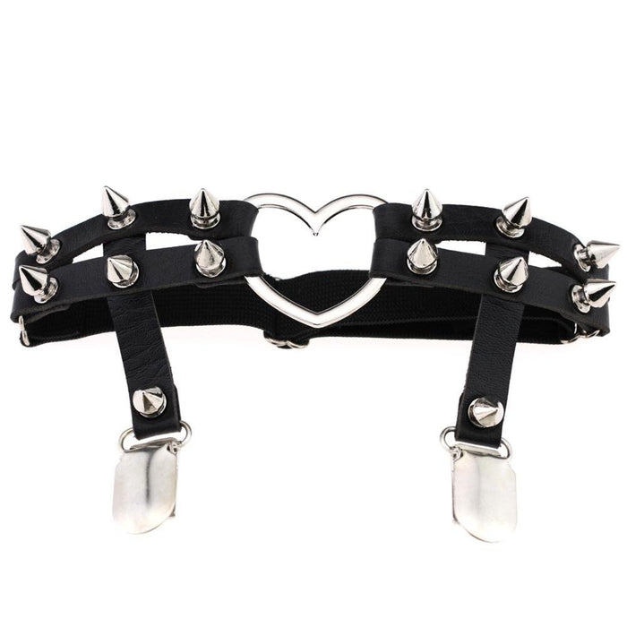 Adjustable Heart Thigh Garter with Spikes