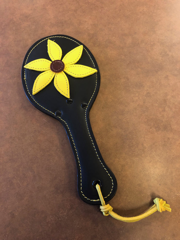 Black Leather Mini Flower Paddle