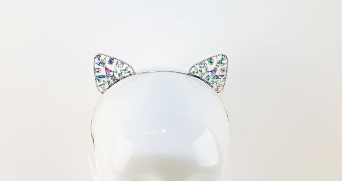 Metal Frame Cat Ears w/Rainbow Gems
