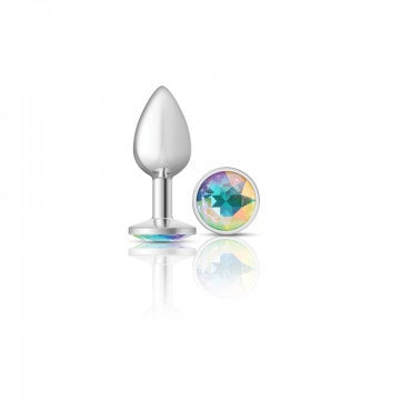 Cheeky Charms Silver Plug with Round Iridescent Gem