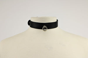 Adjustable Black Leather Kitten Collar with Stud and Small D-Ring BDSM > Collars Touch of Fur 