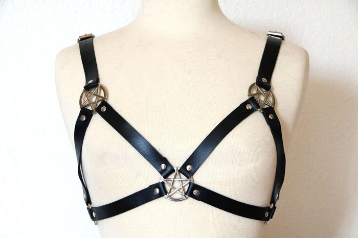 Adjustable Leather Pentagram Harness