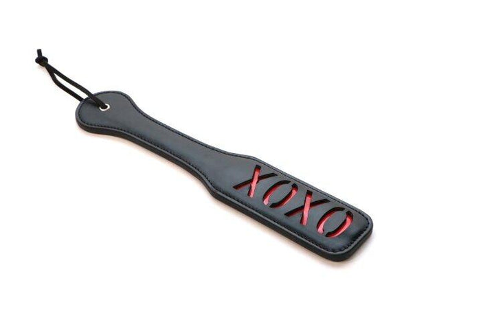 Two-Sided Black Leather "XOXO" Paddle