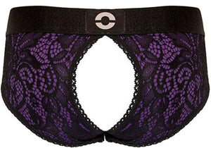 BLACK & PURPLE CROTCHLESS PANTY HARNESS Dildo Harnesses RodeoH 