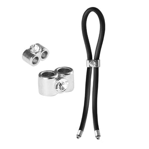 C-Ring Lasso Erection Rings Bolo Black with Clear Gem 