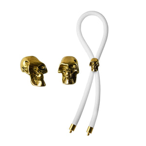 C-Ring Lasso Erection Rings Bolo White with Gold Skull 