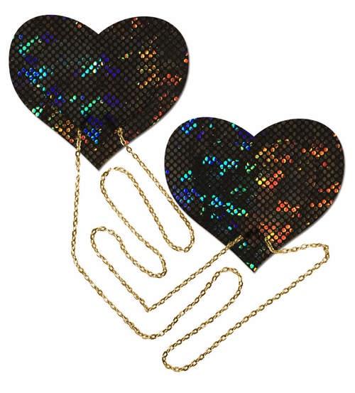Disco Ball Hearts with Gold Chains Pasties