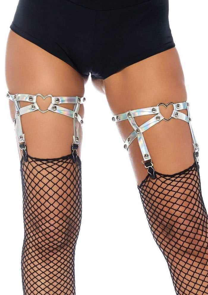 Dual Strap Iridescent Studded Leg Garter