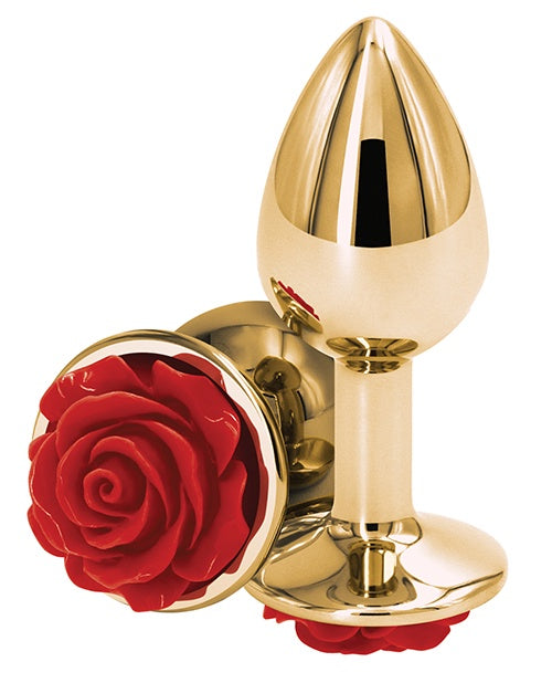 Gold Plug With Red Rose