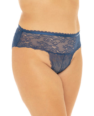 Helena Stretch Lace Crotchless Open Back Panty - Queen Lingerie & Clothing > Panties Oh La La Cheri Blue 