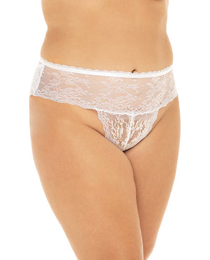 Helena Stretch Lace Crotchless Open Back Panty - Queen Lingerie & Clothing > Panties Oh La La Cheri White 