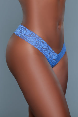 Lace "V" Cut Panties Lingerie & Clothing > Panties Be Wicked Blue Small 