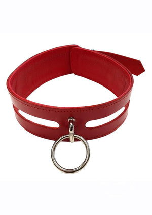 Leather O-Ring Collar w/Cut Outs BDSM > Collars Rouge Red 