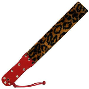 Leather Slapper w/Fleece Lining BDSM > Crops, Paddles, Slappers Kookie Intl. Red Leather/Leopard Fur 
