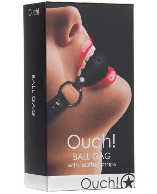 Ouch! Ball Gag With Leather Straps Black