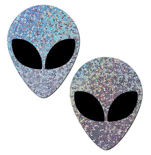 Pastease Silver Glitter Alien Pasties with Black Eyes Lingerie & Clothing > Accessories Pastease 