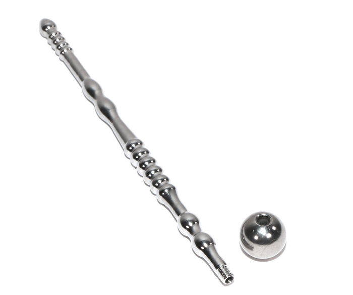 Penis Plug Hollow Ribbed Stainless Steel with Detachable Ball