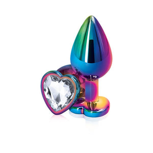 Rear Assets Multicolor Metal Plug Anal Toys NS Novelties Medium Clear Heart