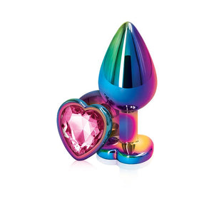 Rear Assets Multicolor Metal Plug Anal Toys NS Novelties Medium Pink Heart