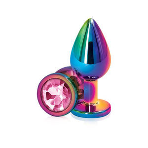 Rear Assets Multicolor Metal Plug Anal Toys NS Novelties Medium Pink Round