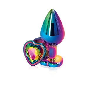 Rear Assets Multicolor Metal Plug Anal Toys NS Novelties Medium Rainbow Heart