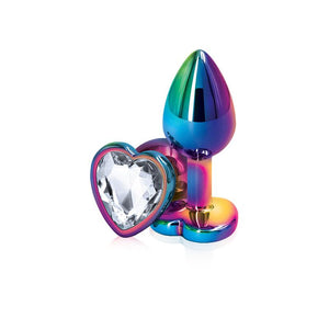 Rear Assets Multicolor Metal Plug Anal Toys NS Novelties Small Clear Heart