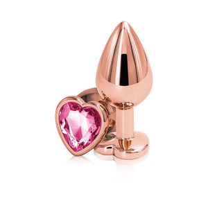 Rear Assets Rose Gold Metal Plug Anal Toys NS Novelties Medium Pink Heart