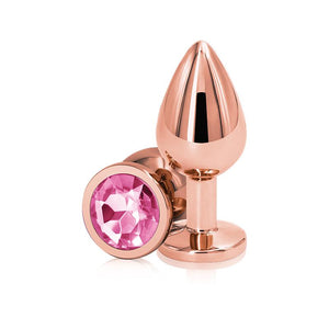 Rear Assets Rose Gold Metal Plug Anal Toys NS Novelties Medium Pink Round